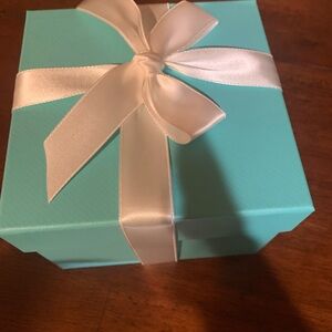 Authentic Tiffany large blue box with ribbon. Great for gift or display .